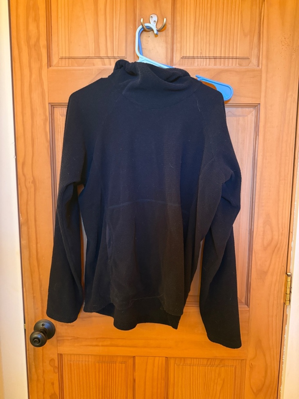 Melanzana Black Crewneck Waffle Knit Sweater